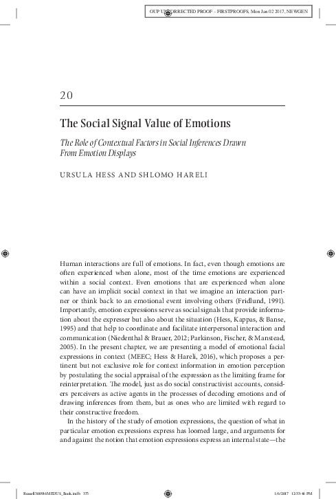 (PDF) The social signal value of emotions: the role of contextual ...