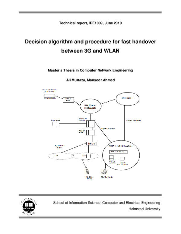 (PDF) Decision algorithm and procedure for fast handover between 3G and ...