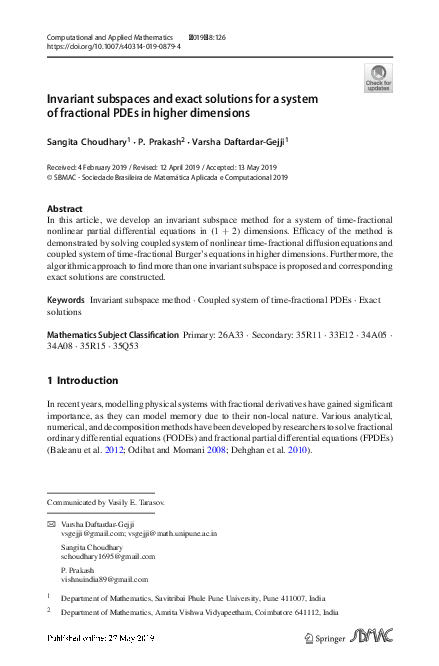 (PDF) Invariant subspaces and exact solutions for a system of ...