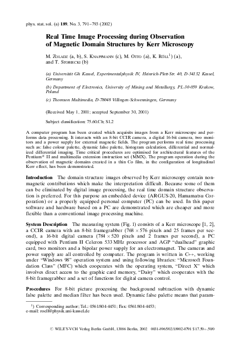 (PDF) Real Time Image Processing during Observation of Magnetic Domain ...