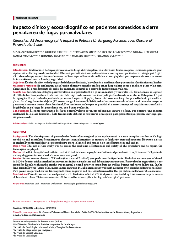 (PDF) Clinical and Echocardiographic Impact in Patients Undergoing ...