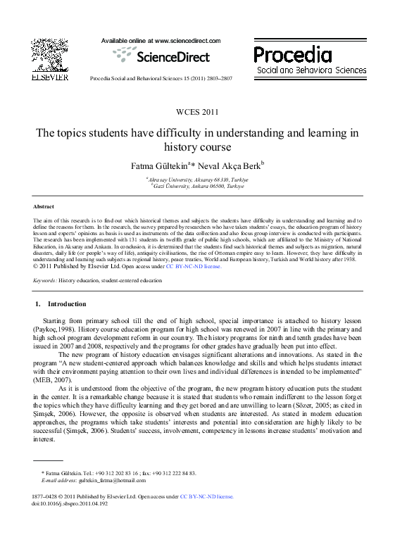 (PDF) The topics students have difficulty in understanding and learning ...
