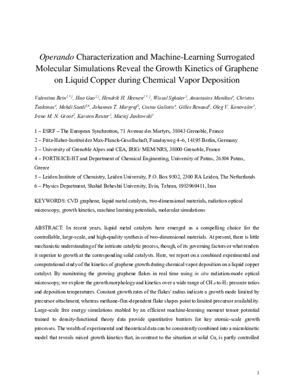 (PDF) Kinetics of Graphene Growth on Liquid Copper by Chemical Vapor ...