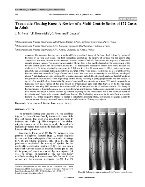 (PDF) Traumatic Floating Knee: A Review of a Multi-Centric Series of ...