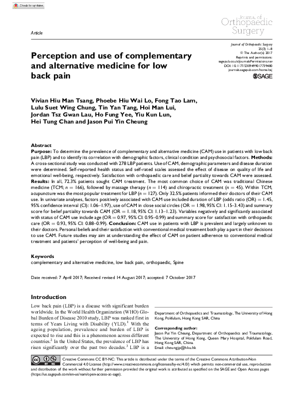 (PDF) Perception and use of complementary and alternative medicine for