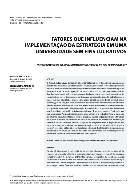 (PDF) Factors influencing the implementation of the strategy in a non ...