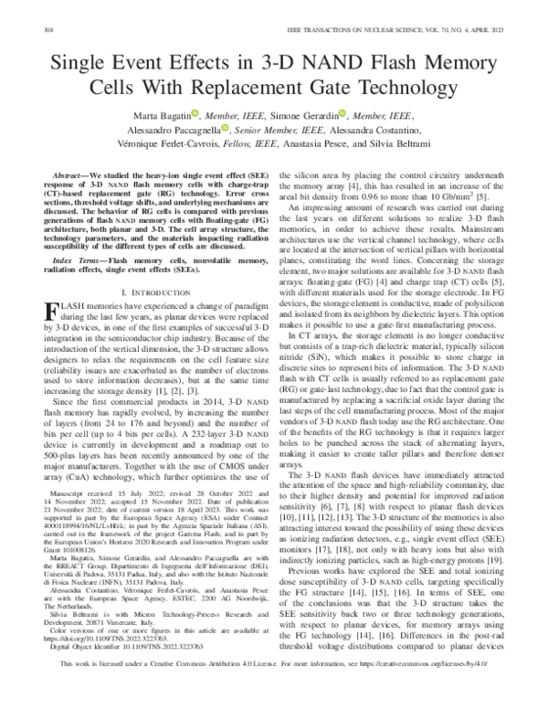 (PDF) Single Event Effects in 3-D NAND Flash Memory Cells With ...