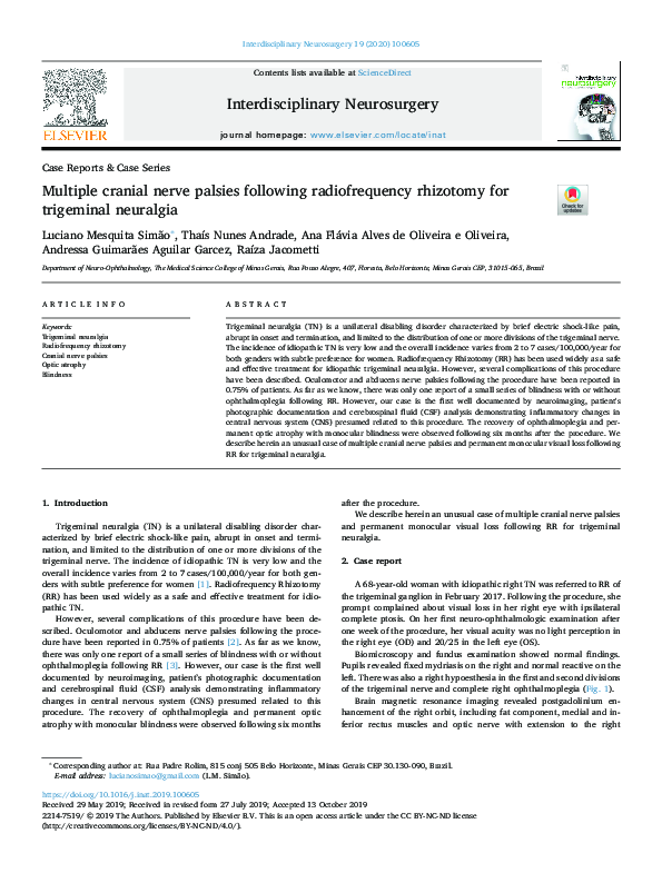 (PDF) Multiple cranial nerve palsies following radiofrequency ablation ...