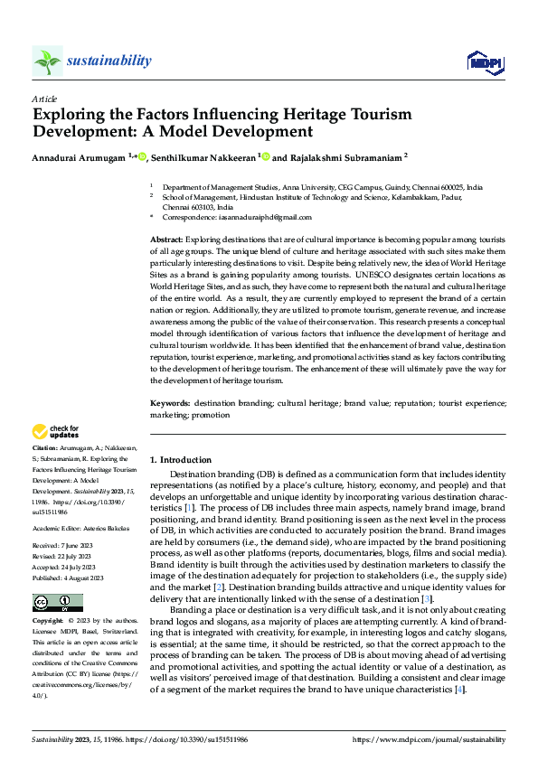 (PDF) Exploring the Factors Influencing Heritage Tourism Development: A ...