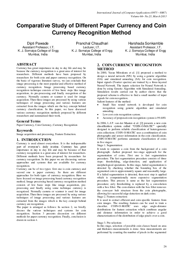 (PDF) Comparative Study of Different Paper Currency and Coin Currency ...
