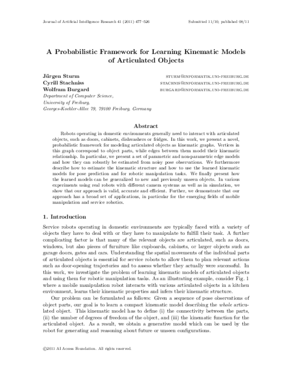 (PDF) A Probabilistic Framework for Learning Kinematic Models of ...
