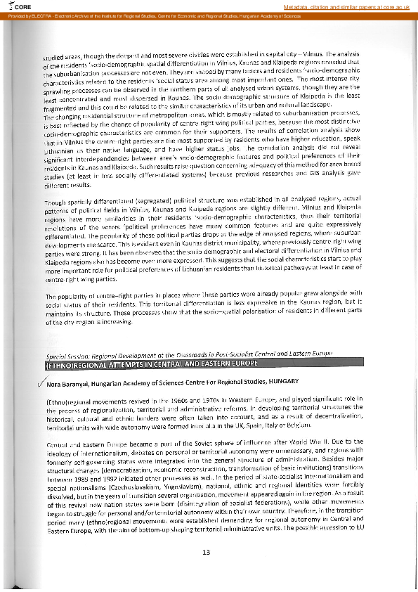 (PDF) (Ethno)regional attempts in Central and Eastern Europe