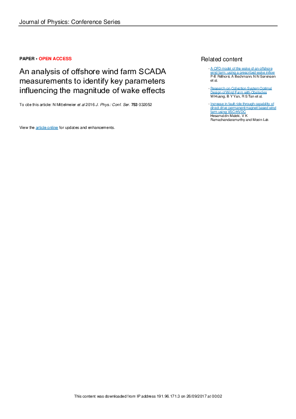 (PDF) An analysis of offshore wind farm SCADA measurements to identify ...