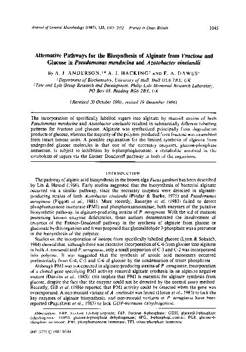(PDF) Alternative Pathways for the Biosynthesis of Alginate from ...