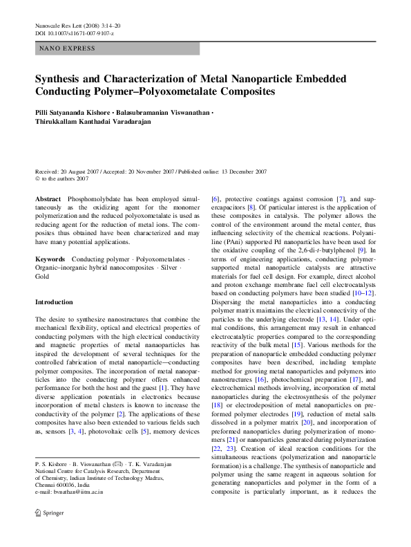 (PDF) Synthesis and Characterization of Metal Nanoparticles