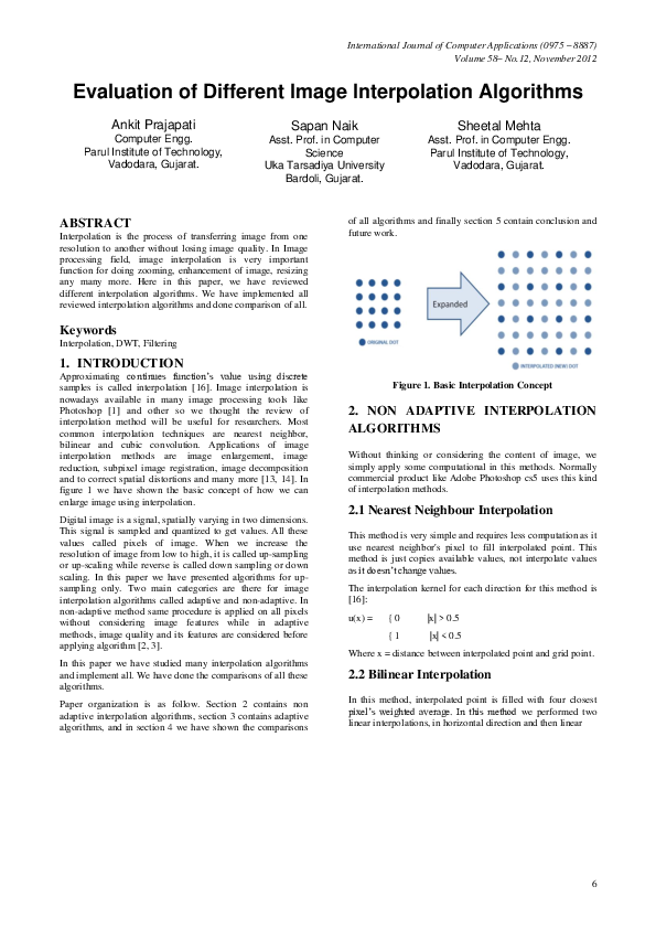(PDF) Evaluation of Different Image Interpolation Algorithms