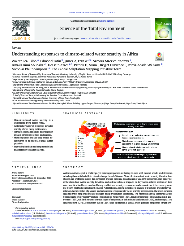 (PDF) Understanding responses to climate-related water scarcity in Africa