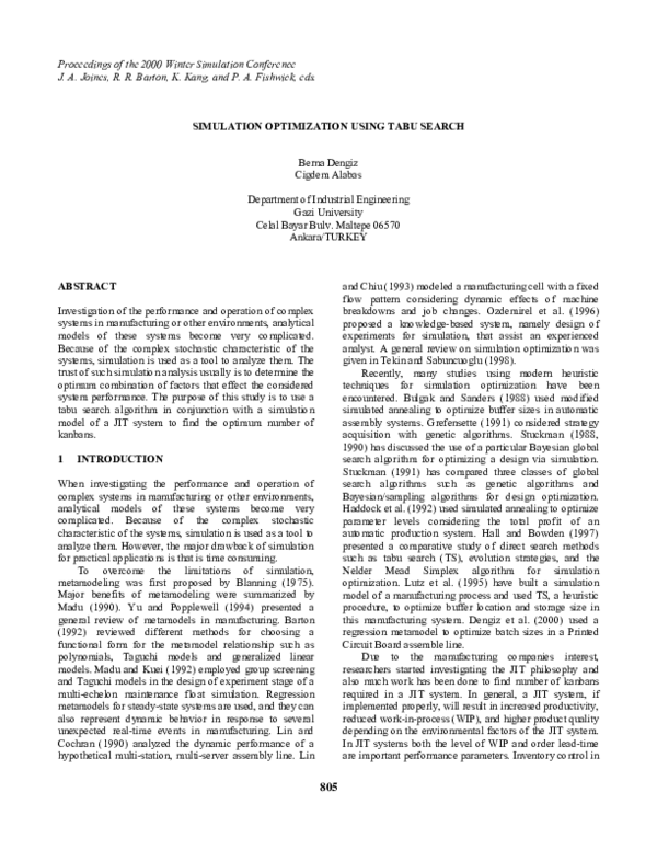 First page of “Simulation optimization using tabu search”