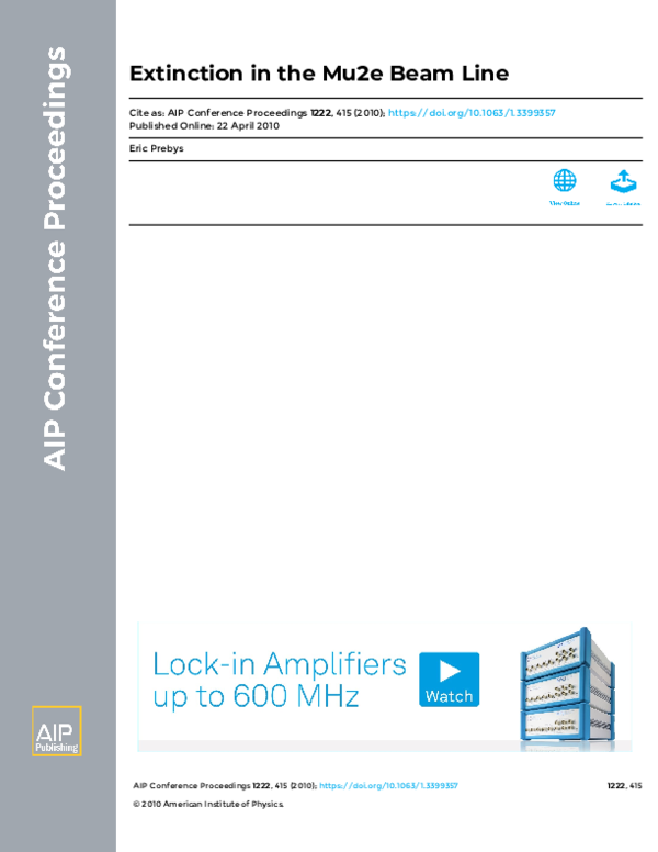 (PDF) Extinction in the Mu2e Beam Line