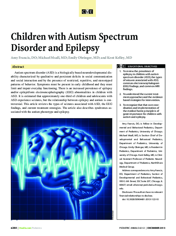 (PDF) Children with Autism Spectrum Disorder and Epilepsy