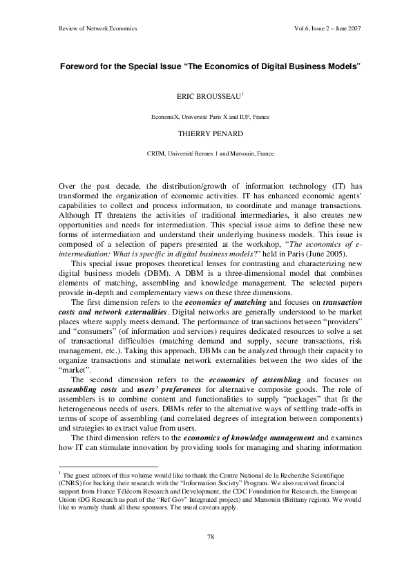 (PDF) Foreword for the Special Issue 