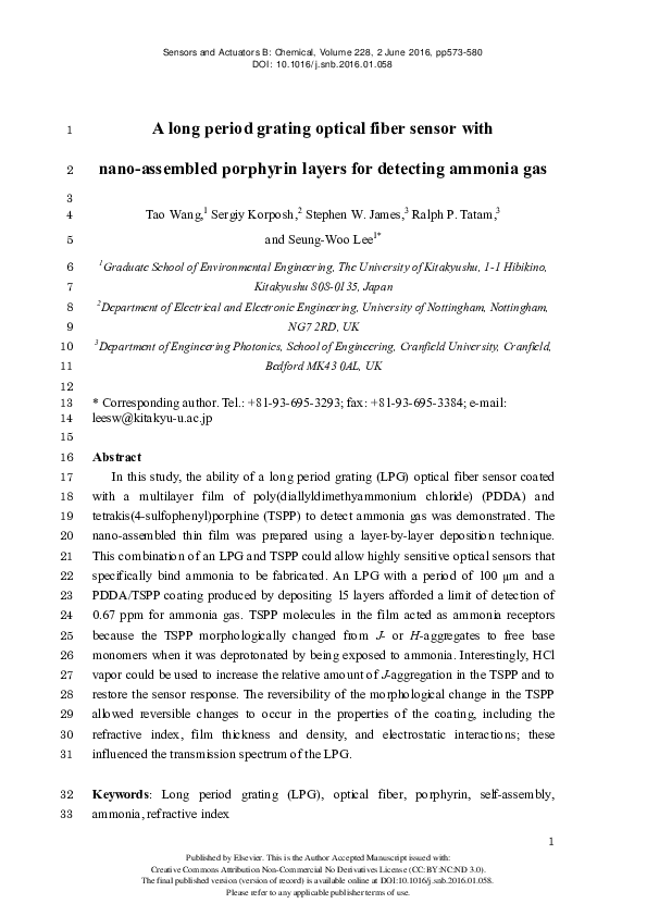 (PDF) A long period grating optical fiber sensor with nano-assembled ...