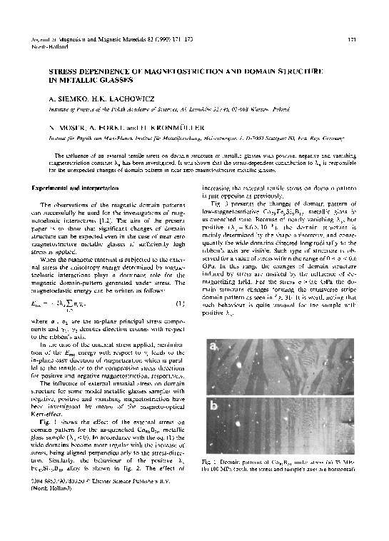 (PDF) Stress dependence of magnetostriction and domain structure in ...
