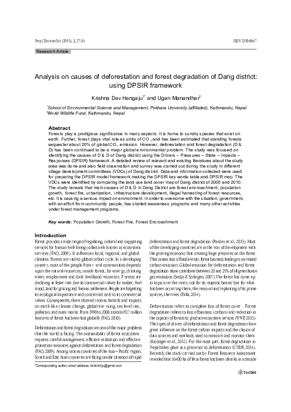 (PDF) Analysis on causes of deforestation and forest degradation of ...
