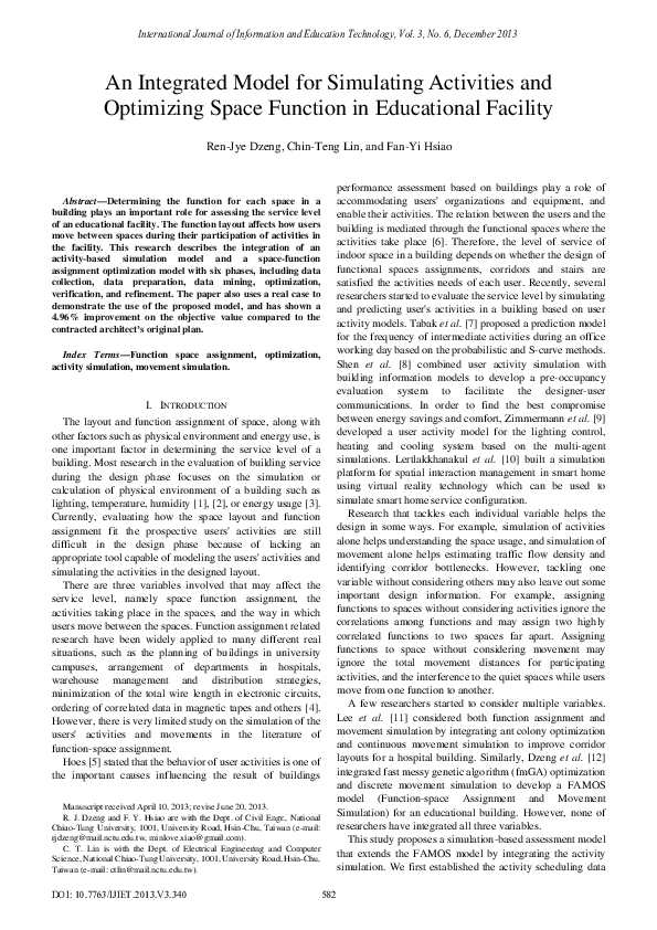 (PDF) An Integrated Model for Simulating Activities and Optimizing ...