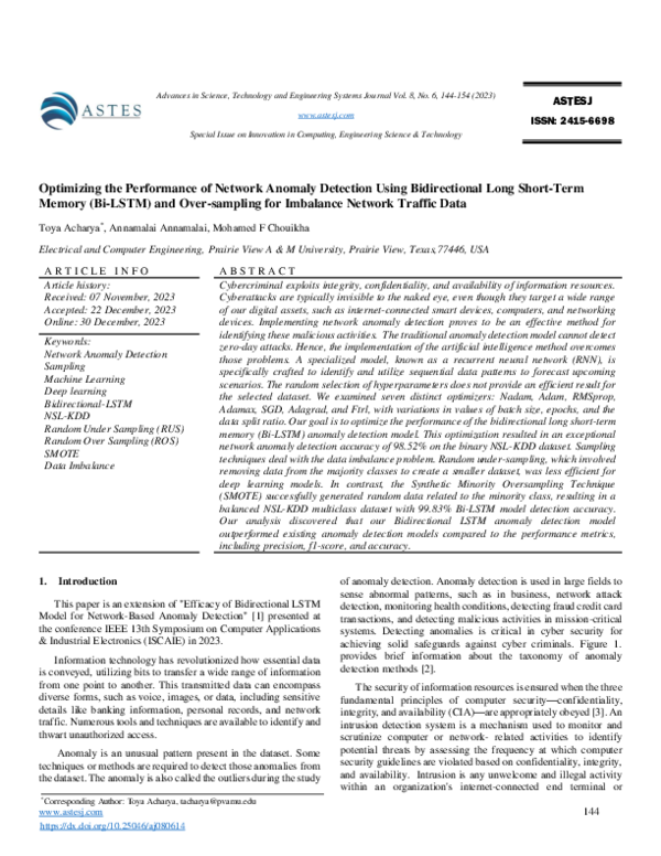 (PDF) Optimizing the Performance of Network Anomaly Detection Using ...