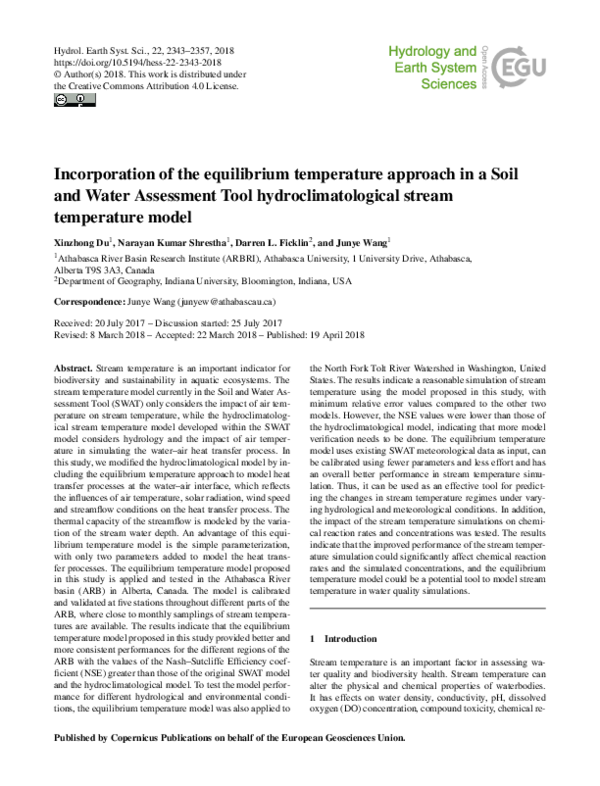 (PDF) Incorporation of the equilibrium temperature approach in a Soil ...