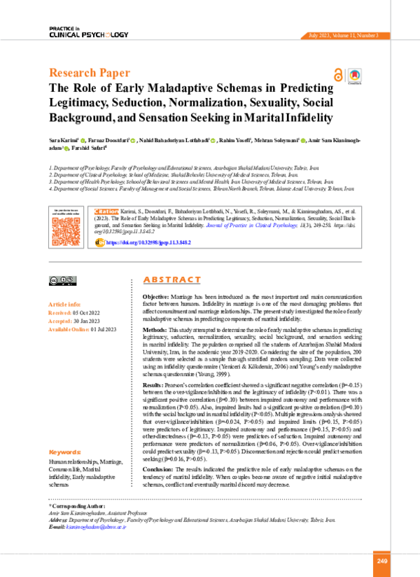 (PDF) The Role of Early Maladaptive Schemas in Predicting Legitimacy ...