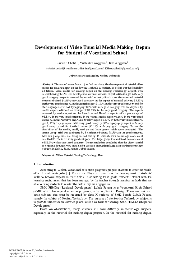 (PDF) Development of Video Tutorial Media Making Depun for Student of ...