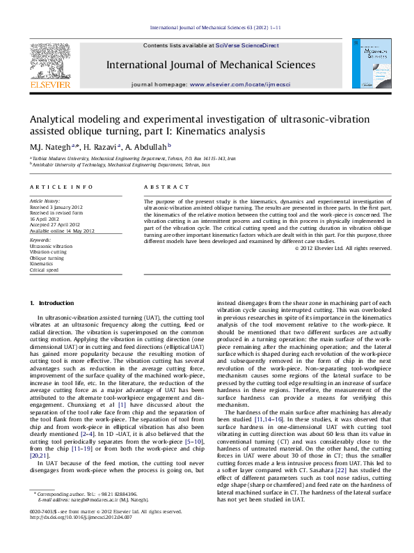 (PDF) Analytical modeling and experimental investigation of ultrasonic ...