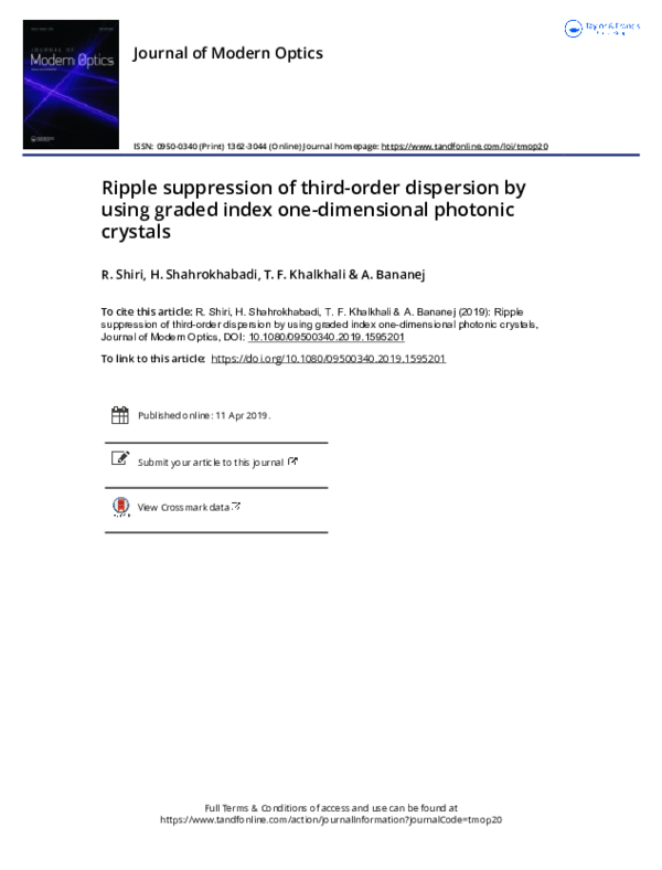 Ripple suppression of third-order dispersion by using graded index one-dimensional photonic crystals