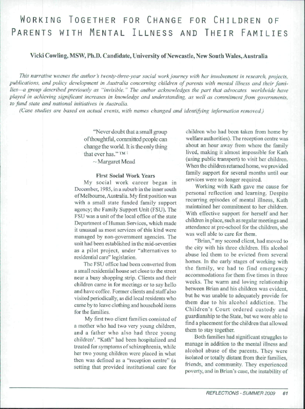 (PDF) Working Together for Change for Children of Parents With Mental ...