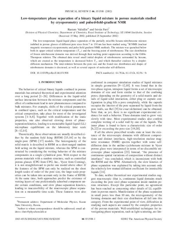 (PDF) Low-temperature phase separation of a binary liquid mixture in ...