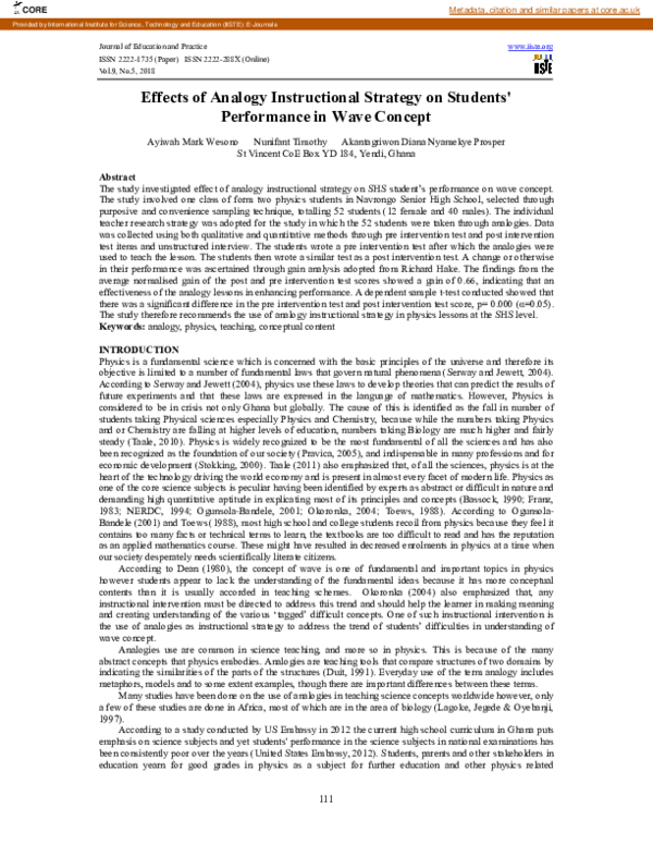 (PDF) Effects of Analogy Instructional Strategy on Students ...