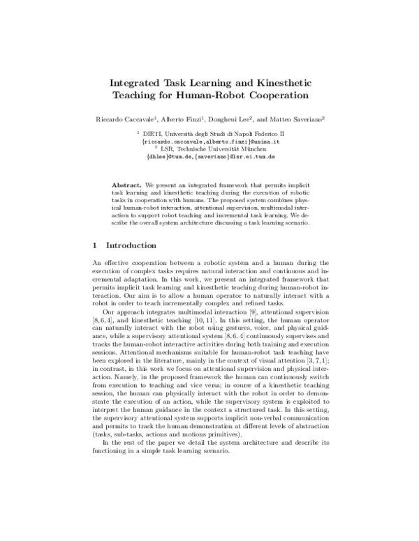 (PDF) Integrated Task Learning and Kinesthetic Teaching for Human-Robot ...