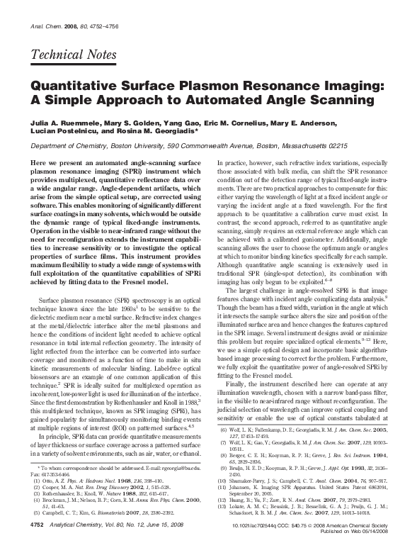 (PDF) Quantitative Surface Plasmon Resonance Imaging: A Simple Approach ...