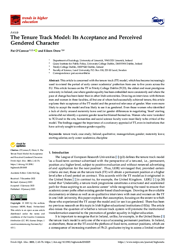 (PDF) The Tenure Track Model: Its Acceptance and Perceived Gendered ...