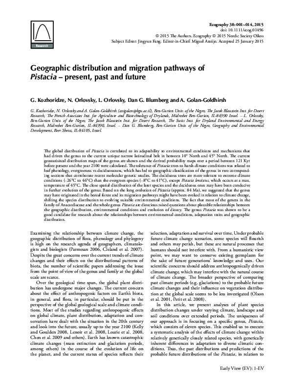 (PDF) Geographic distribution and migration pathways of Pistacia ...