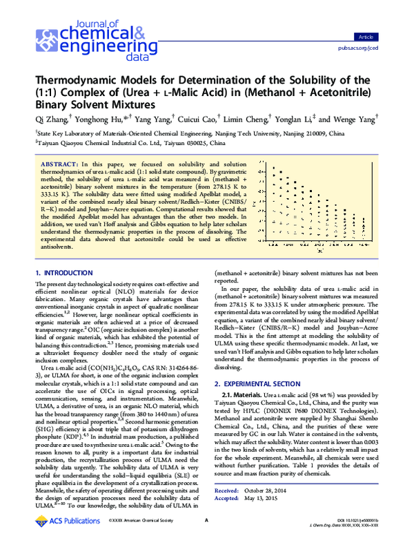 (PDF) Thermodynamic models for determination of solid–liquid ...