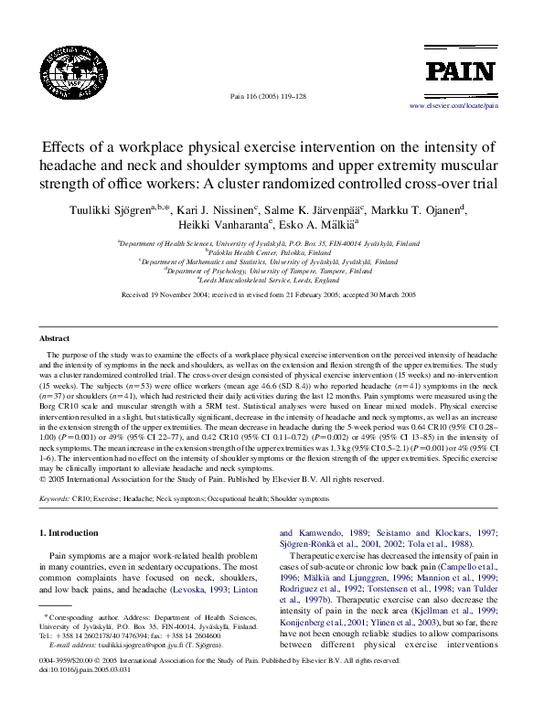 (PDF) Effects of a workplace physical exercise intervention on the ...