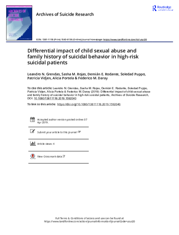 (PDF) Differential Impact of Child Sexual Abuse and Family History of ...