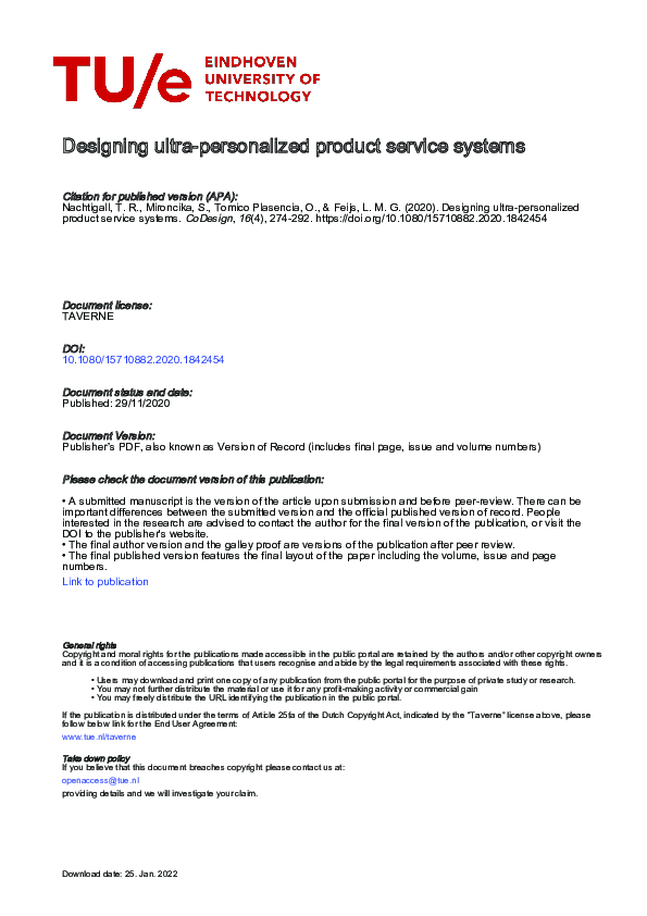 (PDF) Designing ultra-personalized product service systems