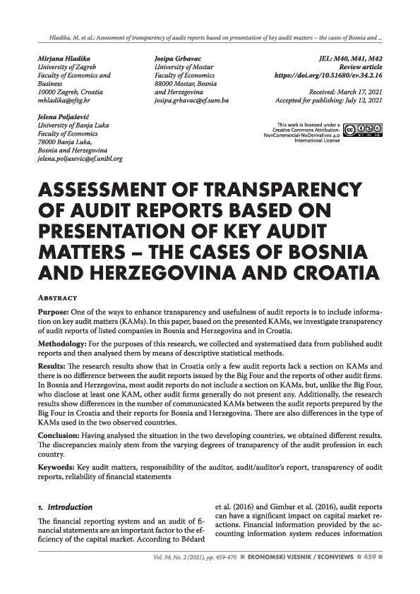 (PDF) Assessment of transparency of audit reports based on presentation ...