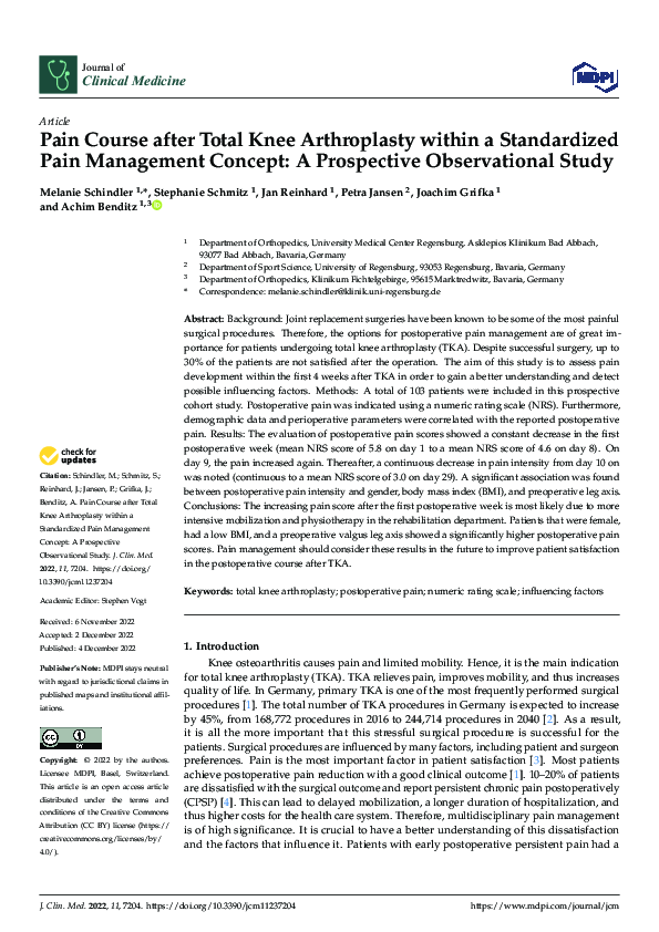 (PDF) Pain Course after Total Knee Arthroplasty within a Standardized ...