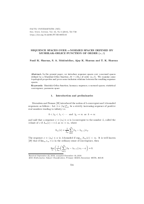 (PDF) Sequence spaces over $n$-normed spaces defined by a Musielak ...