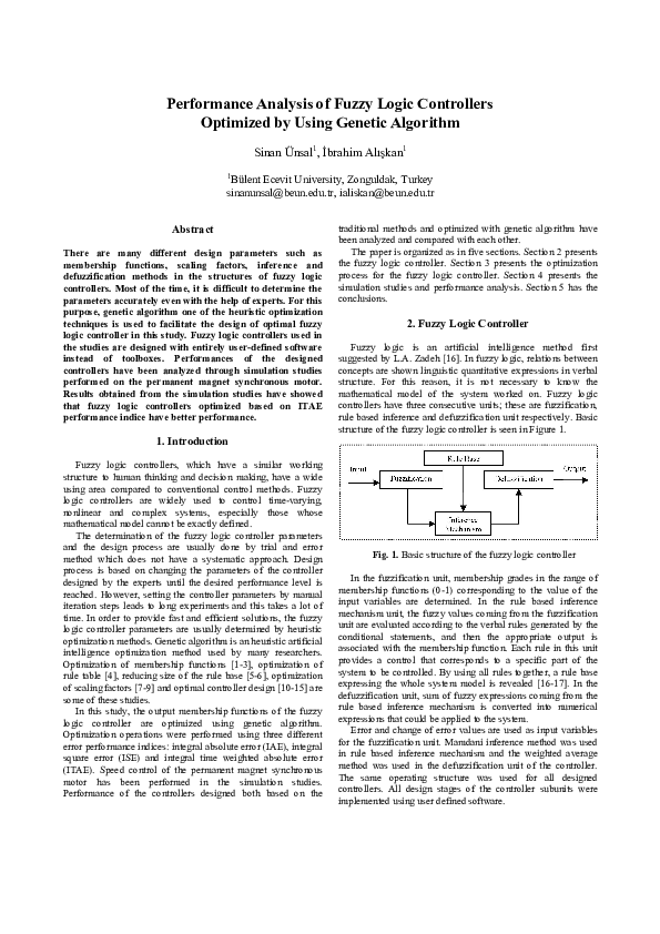(PDF) Performance analysis of fuzzy logic controllers optimized by ...